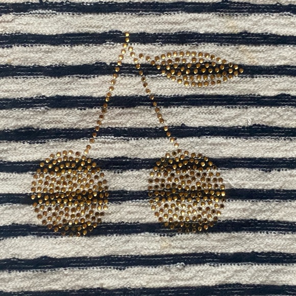 Authentic BONPOINT Blue & Cream Cherry Top - Size 4 years - Picture 2 of 4